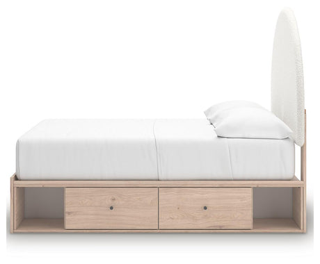 Arloster Tan/White Full Upholstered Panel Bed with Storage view 4