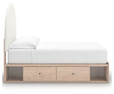 Arloster Tan/White Full Upholstered Panel Bed with Storage