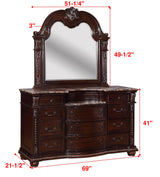 Stanley NightStand Brown, Traditional Wood And Veneers, Ornate Ring Hardware 3 Drawers - Ella Furniture