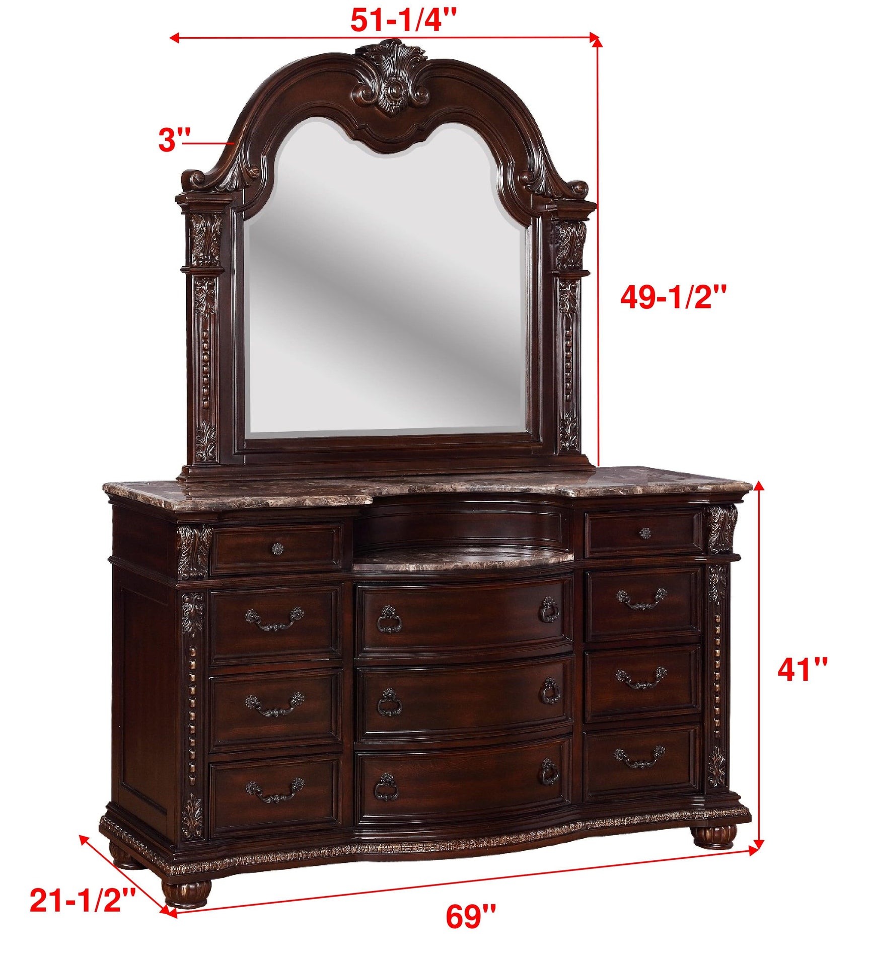 Stanley NightStand Brown, Traditional Wood And Veneers, Ornate Ring Hardware 3 Drawers - Ella Furniture