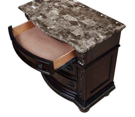 Stanley Cherry Brown Modern Wood Queen Faux Leather Upholstered Tufted Sleigh Bed - Ella Furniture
