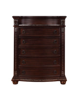 Stanley NightStand Brown, Traditional Wood And Veneers, Ornate Ring Hardware 3 Drawers - Ella Furniture