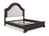 Duke Brown Finish Modern Wood Fabric Upholstered Tufted King Panel Bed - Ella Furniture