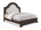 Duke Brown Finish Modern Wood Fabric Upholstered Tufted King Panel Bed - Ella Furniture