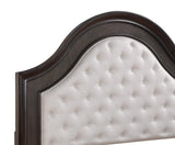 Duke Brown Finish Modern Wood Fabric Upholstered Tufted King Panel Bed - Ella Furniture