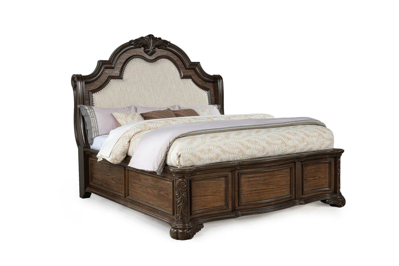 Ludwig Brown Upholstered Panel Queen Bed