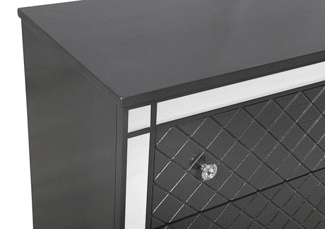 Refino Gray Sleek And Modern Queen LED Faux Leather Upholstered Tufted Panel Bed - Ella Furniture