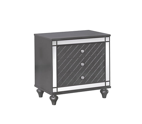 Refino Glamorous Dresser Gray, Modern Wood, Faux Crystal 6 Drawers - Ella Furniture