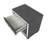 Refino Gray Sleek And Modern Queen LED Faux Leather Upholstered Tufted Panel Bed - Ella Furniture