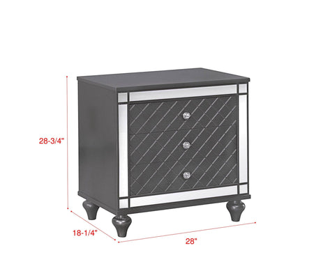 Refino Glamorous Dresser Gray, Modern Wood, Faux Crystal 6 Drawers - Ella Furniture