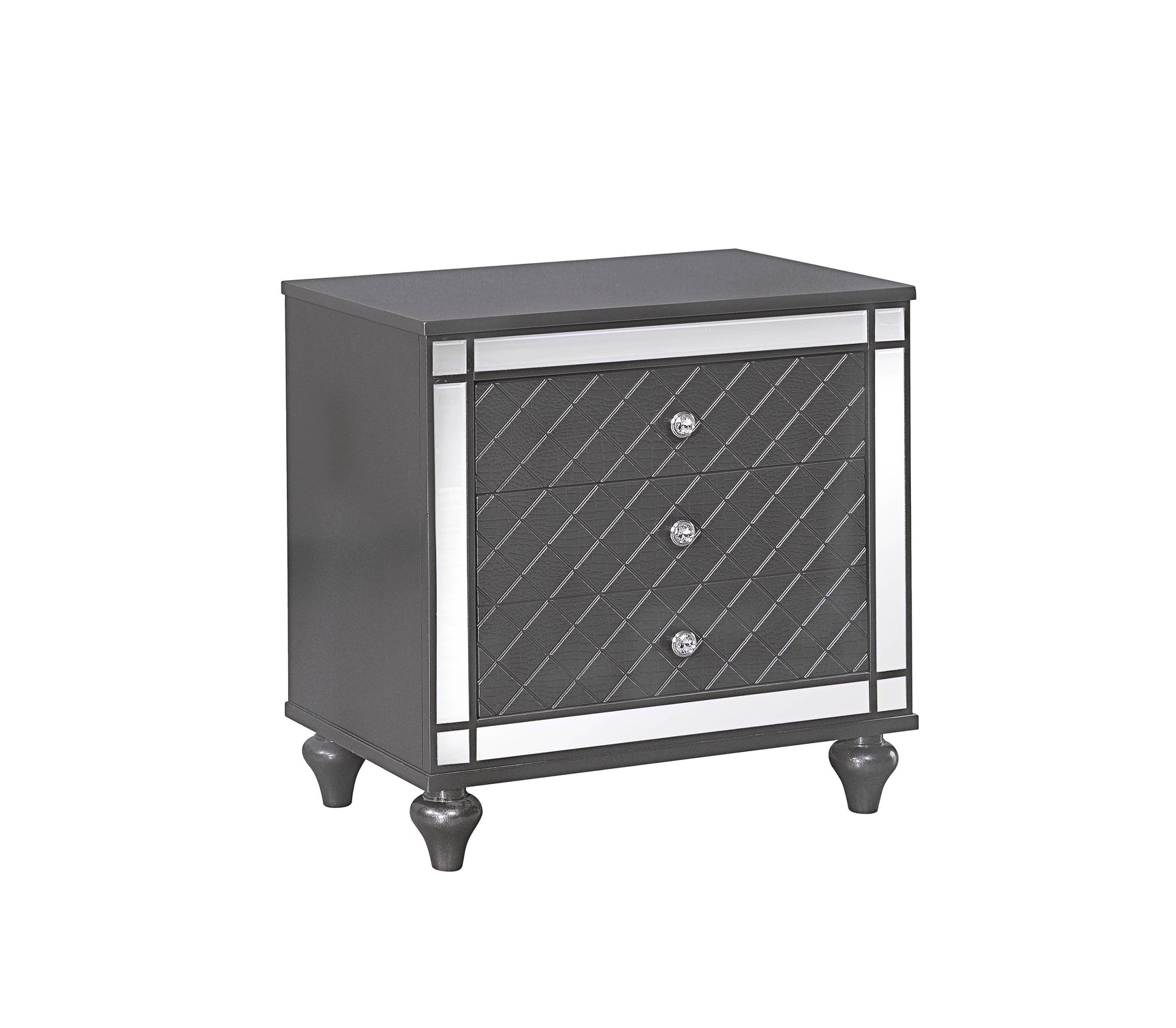 Refino Chest Gray, Contemporary Modern Wood, Nickel Knob 5 Drawers - Ella Furniture