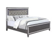 Refino Gray Sleek And Modern Queen LED Faux Leather Upholstered Tufted Panel Bed - Ella Furniture