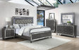 Refino Gray LED Modern Sleek Fabric Upholstered Tufted Panel Bedroom Set - Ella Furniture