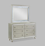 Cristian Champagne Contemporary And Traditional King LED Faux Leather Upholstered Panel Bed - Ella Furniture