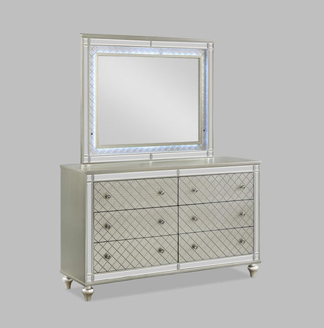 Cristian Dresser Champagne, Contemporary Modern Wood, 6 Drawers - Ella Furniture