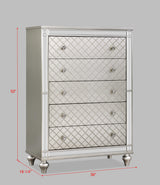Cristian Champagne Contemporary And Traditional King LED Faux Leather Upholstered Panel Bed - Ella Furniture