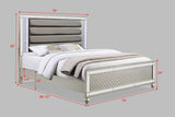 Cristian Champagne Contemporary And Traditional King LED Faux Leather Upholstered Panel Bed - Ella Furniture