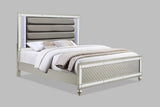 Cristian Champagne Contemporary And Traditional King LED Faux Leather Upholstered Panel Bed - Ella Furniture