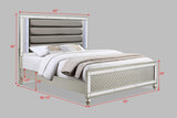 Cristian Champagne Contemporary And Traditional King LED Faux Leather Upholstered Panel Bed - Ella Furniture