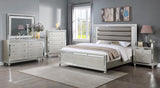 Cristian Champagne Contemporary And Traditional King LED Faux Leather Upholstered Panel Bed - Ella Furniture