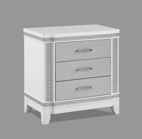 Ariane Chest White/Silver, Classic And Modern Wood, Metal 5 Drawers - Ella Furniture