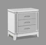 Ariane NightStand White/Cream, Transitional Wood, 3 Spacious Drawers - Ella Furniture