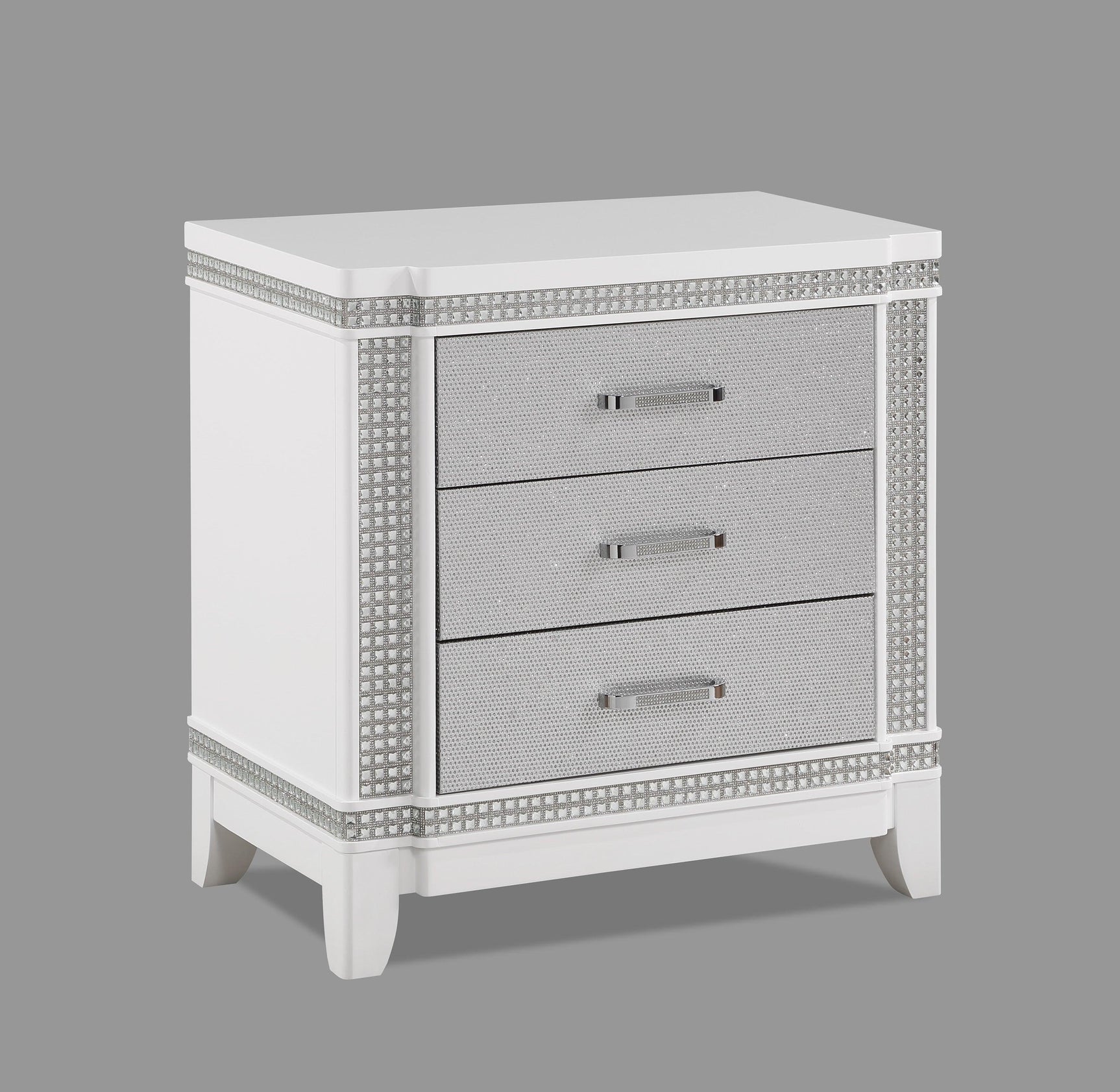Ariane Dresser White/Silver, Modern Contemporary Wood, Metal Drawers - Ella Furniture