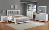Ariane Silver Modern Solid Hardwood Faux Leather Upholstered Queen Panel Bed - Ella Furniture