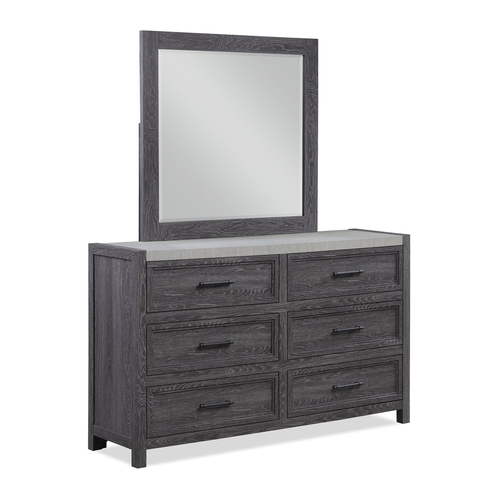 Madsen Gray Modern Contemporary Solid Wood And Veneers 6-Drawers Dresser