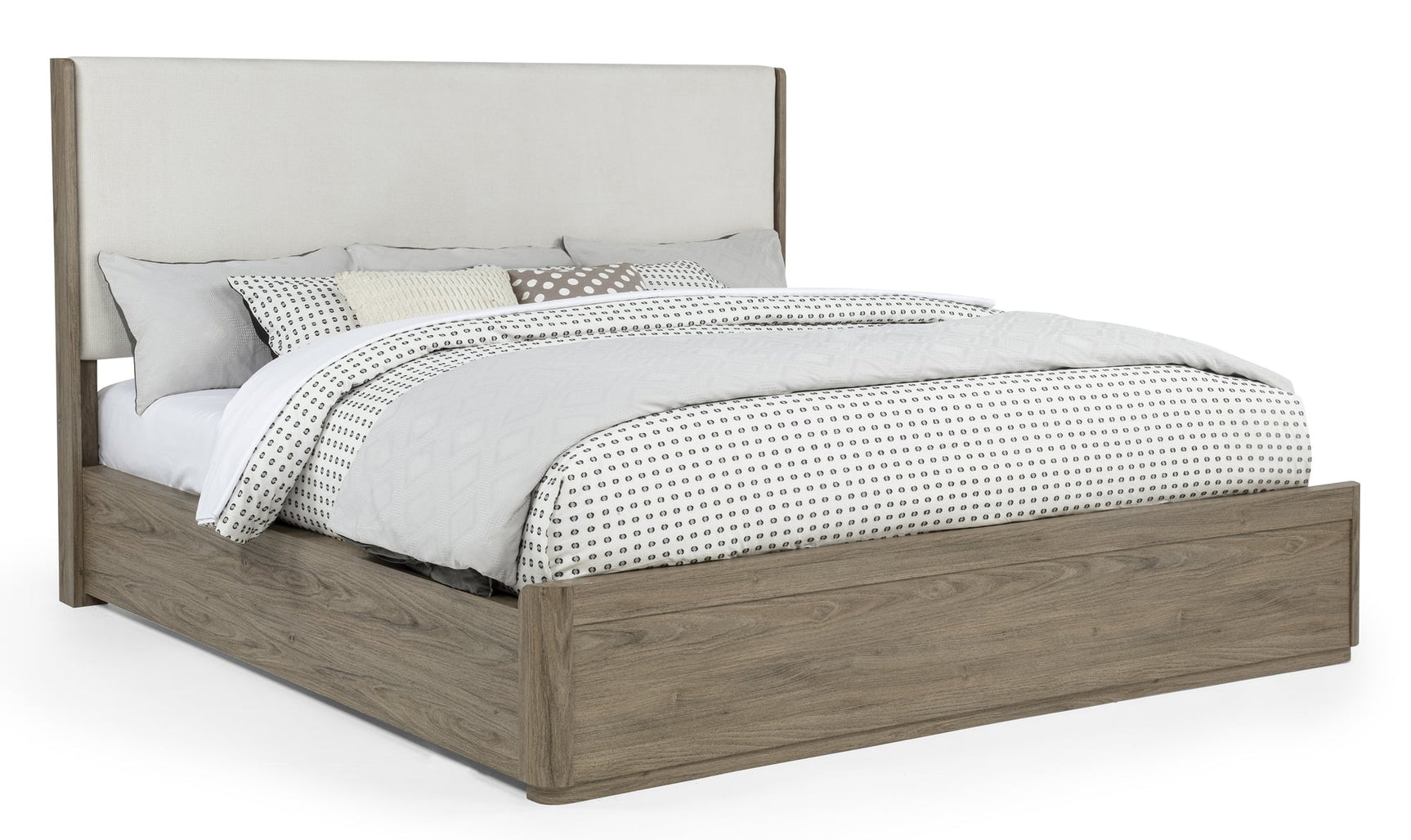 Veranda Gray Upholstered Panel King Bed from Ella Furniture