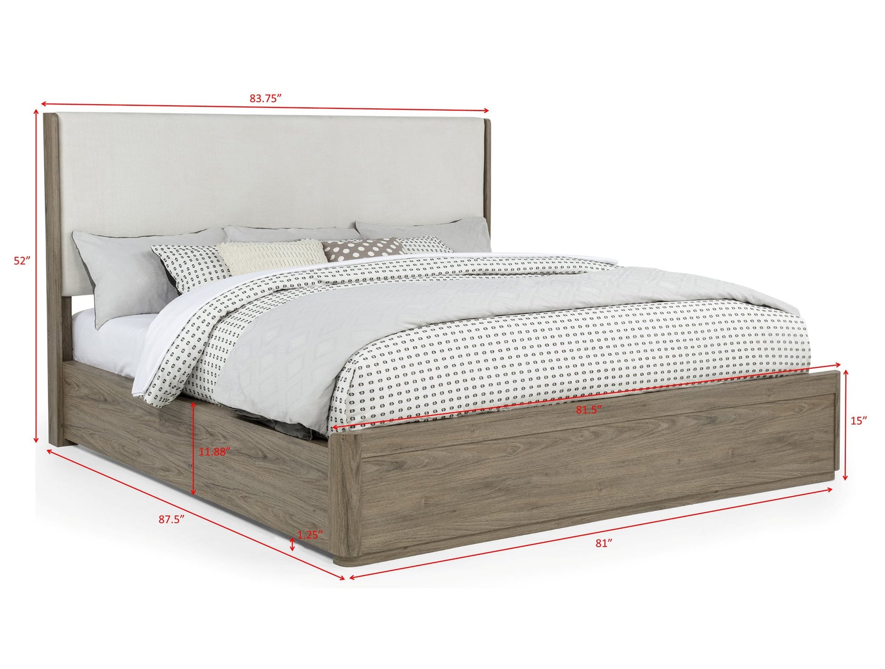 Veranda Gray Upholstered Panel King Bed view 4