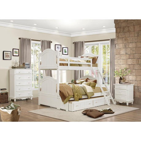 Clementine White Contemporary Wood And Engineered Wood Ladder Trundle Youthdaybed - Ella Furniture