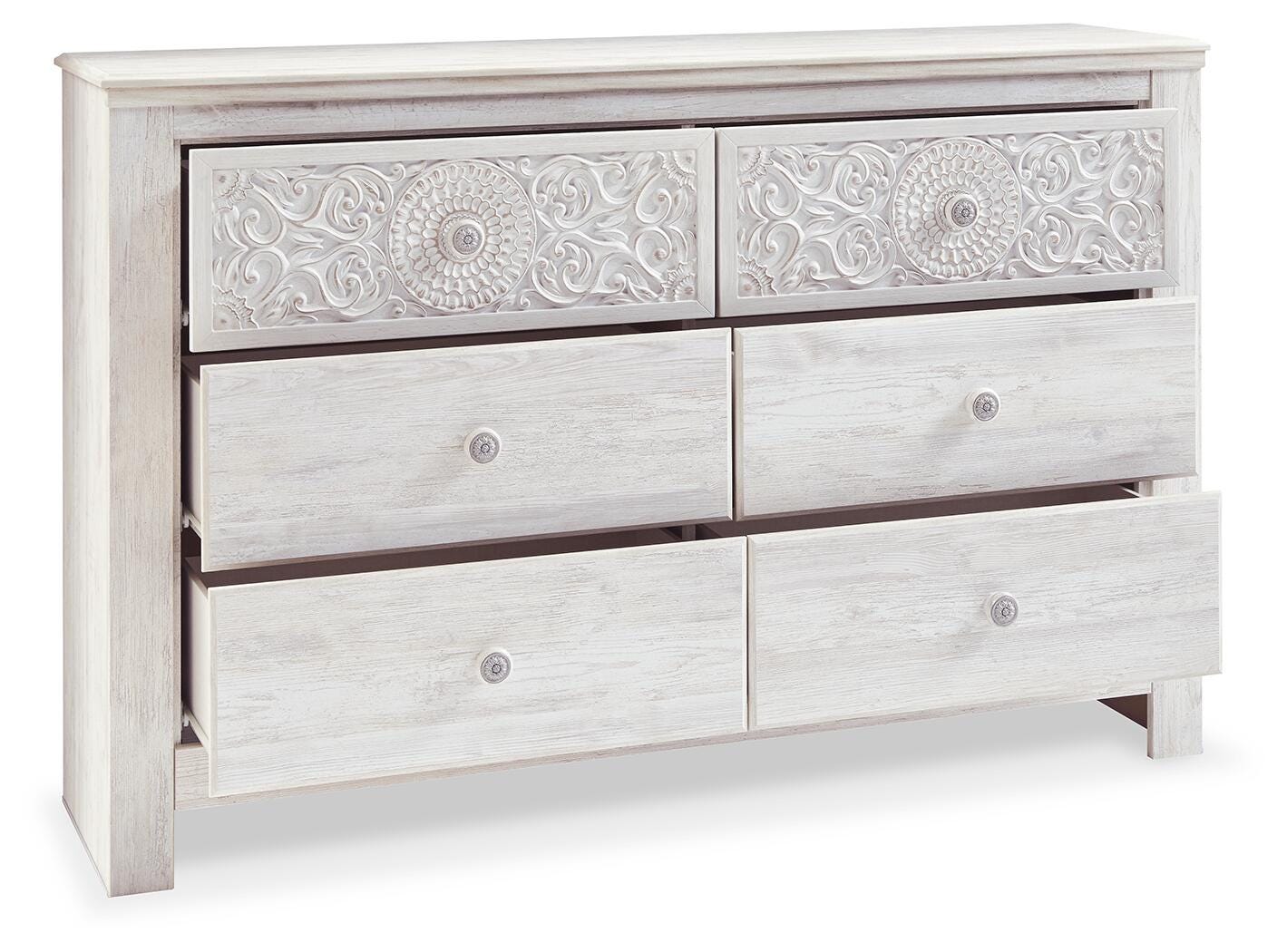 Paxberry Whitewash Dresser angled view