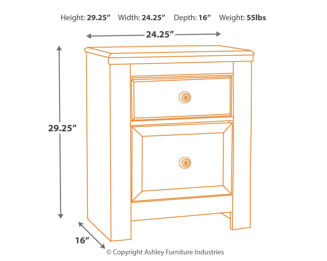 Paxberry Whitewash Panel Bedroom Set dimension view