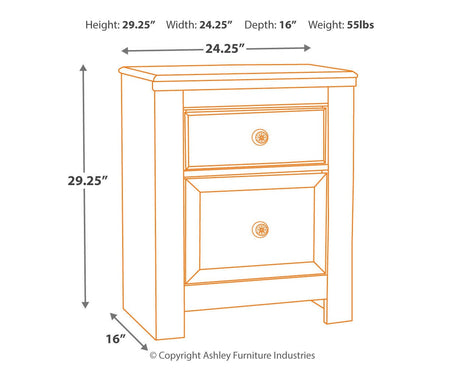 Paxberry Whitewash Panel Bedroom Set dimension view