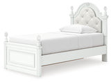 Kozlani White Twin Upholstered Panel Storage Bed