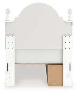Kozlani White Twin Upholstered Panel Storage Bed