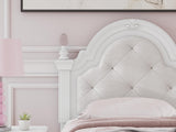 Kozlani White Twin Upholstered Panel Bed with Storage