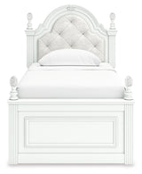 Kozlani White Twin Upholstered Panel Storage Bed