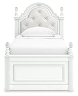 Kozlani White Twin Upholstered Panel Bed with Storage