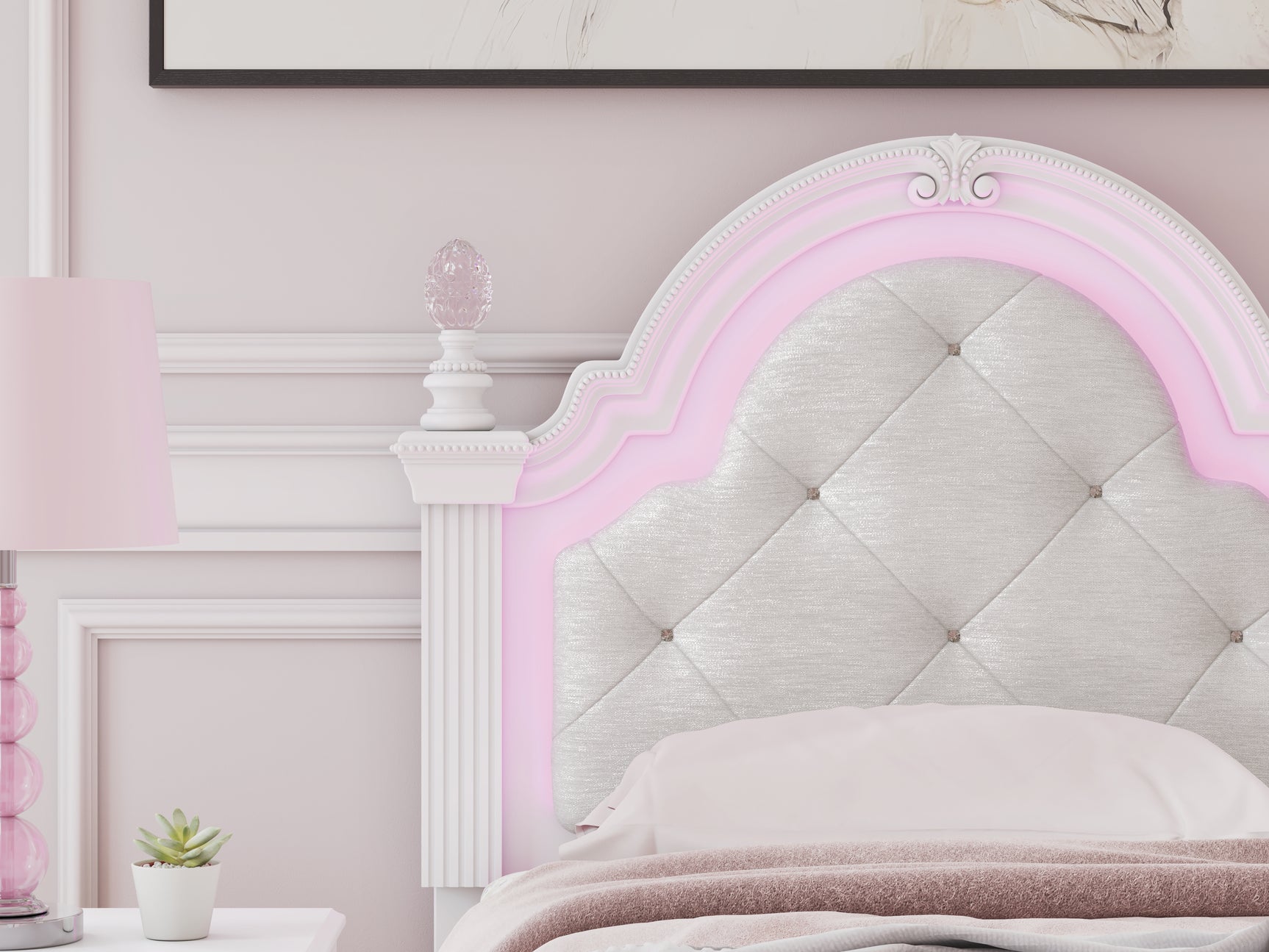 Kozlani White Twin Upholstered Panel Bed
