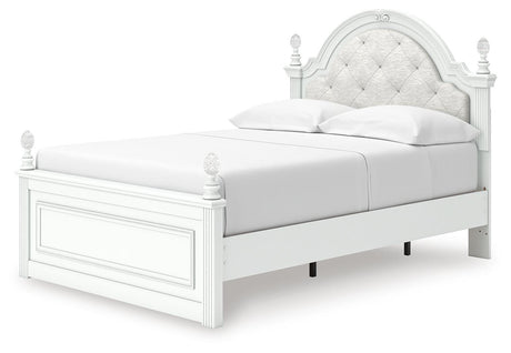 Kozlani White Upholstered Panel Storage Bedroom Set angled view