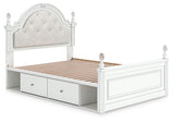 Kozlani White Full Upholstered Panel Bed with Storage