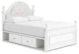 Kozlani White Full Upholstered Panel Storage Bed