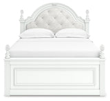 Kozlani White Full Upholstered Panel Bed with Storage
