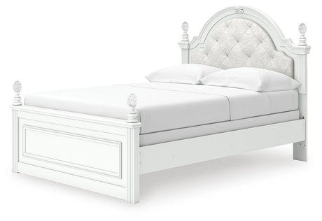 Kozlani White Upholstered Panel Bedroom Set angled view