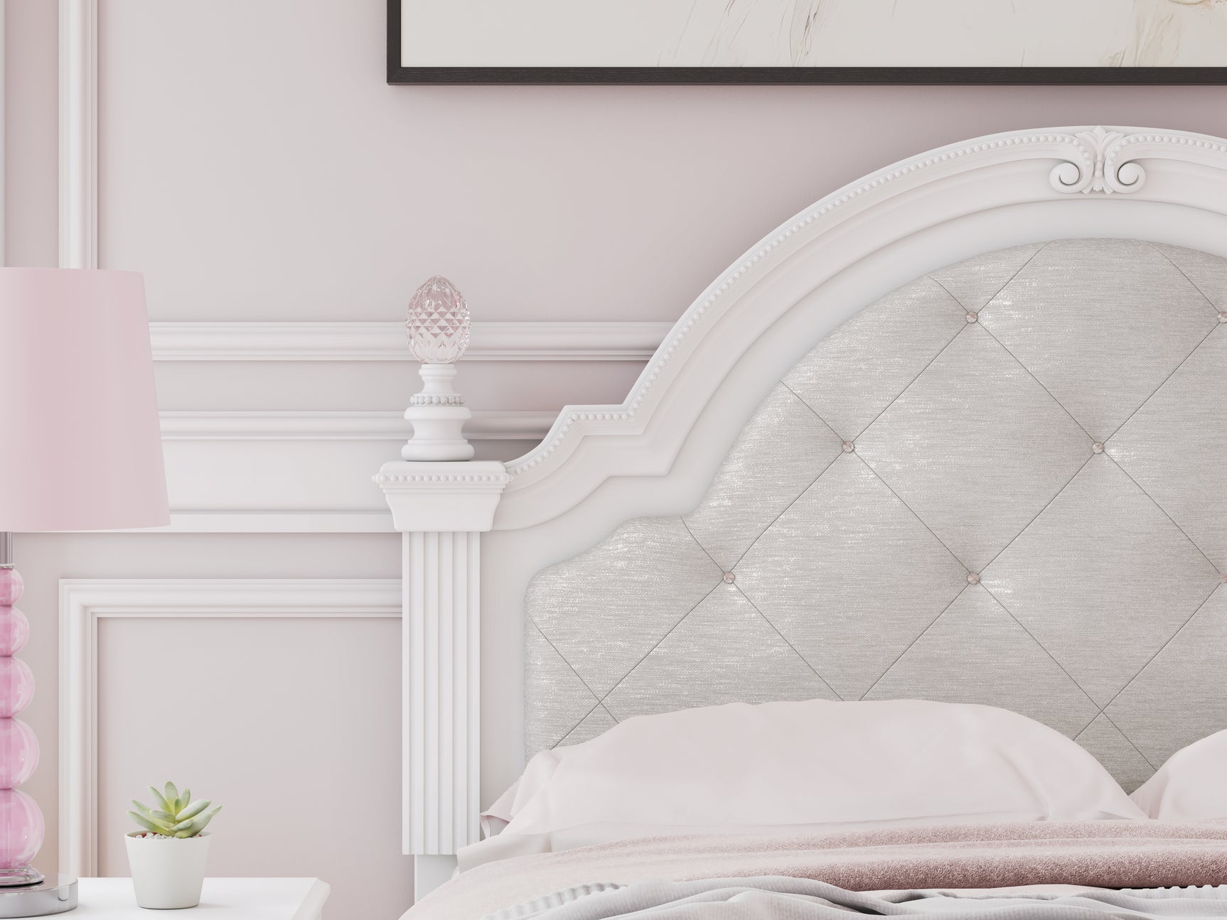 Kozlani White Full Upholstered Panel Bed