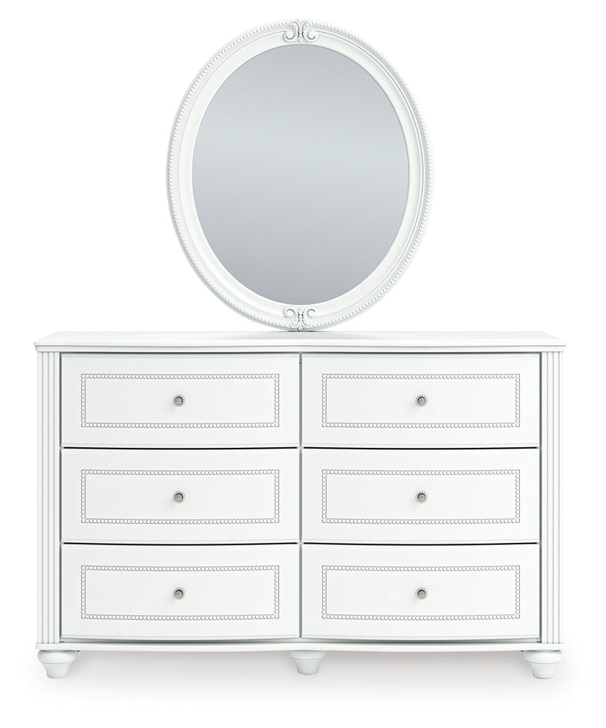 Kozlani White Dresser and Mirror
