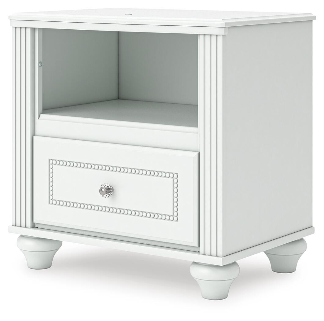 Kozlani White Upholstered Panel Bedroom Set angled view