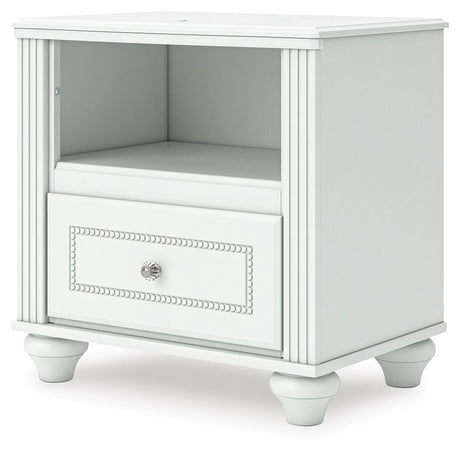 Kozlani White Upholstered Panel Bedroom Set angled view